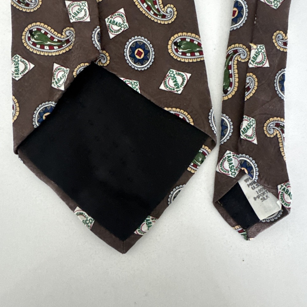 Tabasco Men's Silk Tie‎ with Logo and Peppers 100% Silk Made In USA Brown - Picture 6 of 6